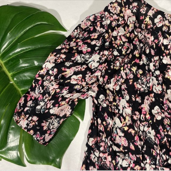 NWT $135 Allsaints [ Small ] Kota Freefall Floral Blouse Black Pink Multi #5312b - Picture 9 of 16